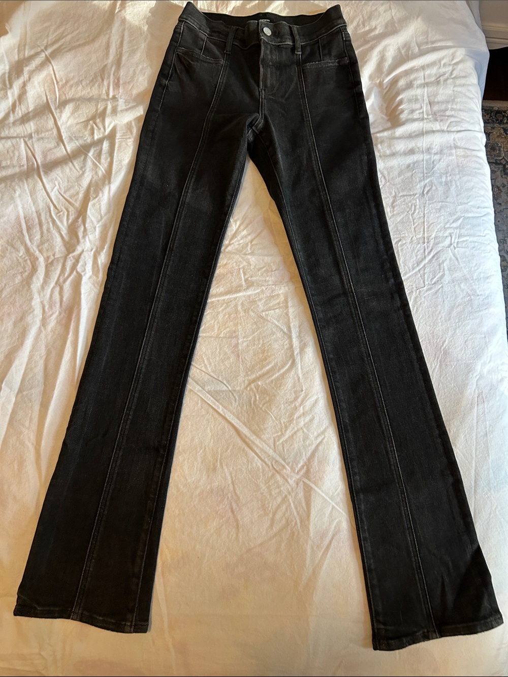 Women's Black Express Seamed Stretch Jeans High waist bootcut